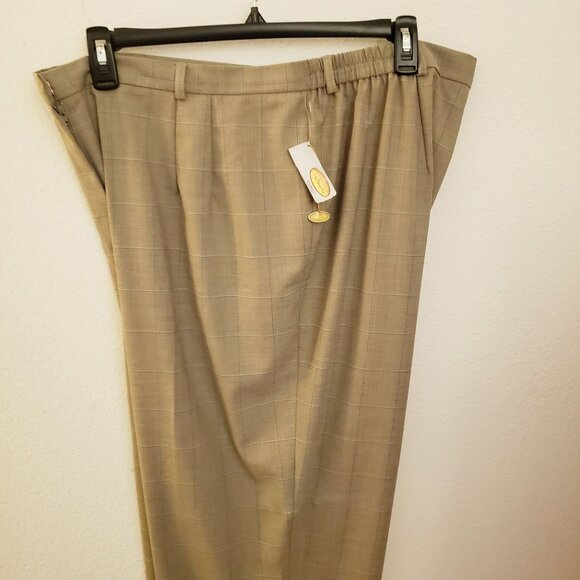Talbots Petites Tan Classic Straight Leg Pants Window Pane Checks Size 22W NWT - Picture 3 of 9